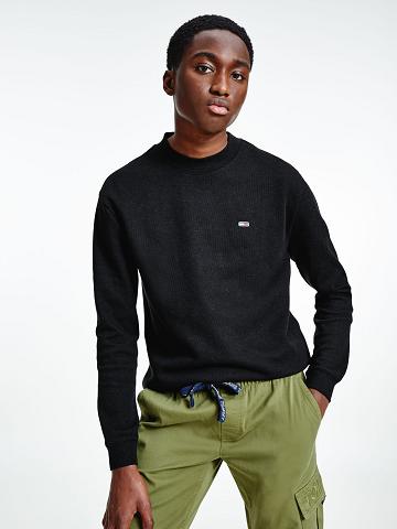 Férfi Tommy Hilfiger Organic cotton mock neck Póló Fekete | HU 846NWY